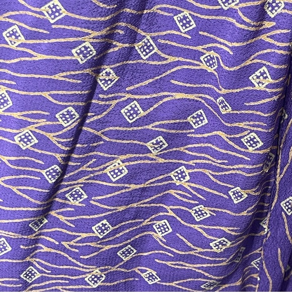 VTG M Polo Tsuru Rayon Kimono Women’s One Size Purple Black Floral Reversible - Picture 3 of 7